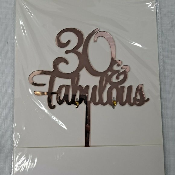 30 And Fabulous Birthday Cake Topper Pink Reflective Acrylic - Picture 3 of 3